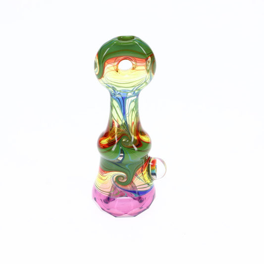 Cowboy Glass Rainbow/Green & Purple Faceted Onie