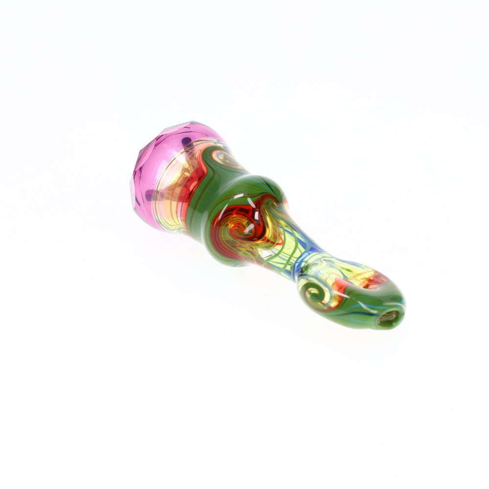 Cowboy Glass Rainbow/Green & Purple Faceted Onie