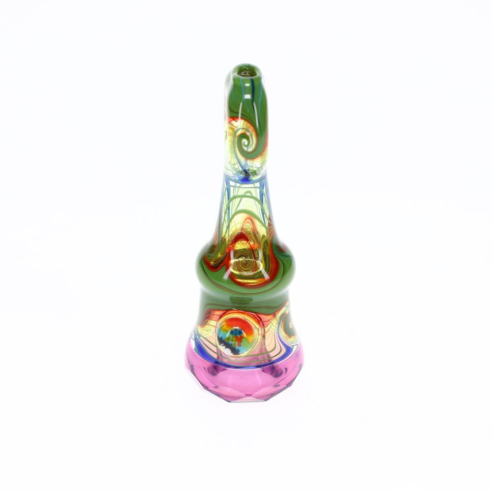 Cowboy Glass Rainbow/Green & Purple Faceted Onie