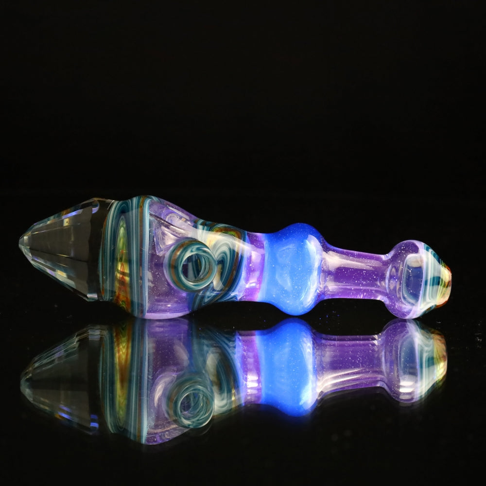 Cowboy Glass UV Blue/Pink Faceted Spoon