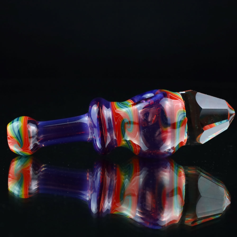 Cowboy Glass UV Pink/Purple/Rainbow Faceted Spoon