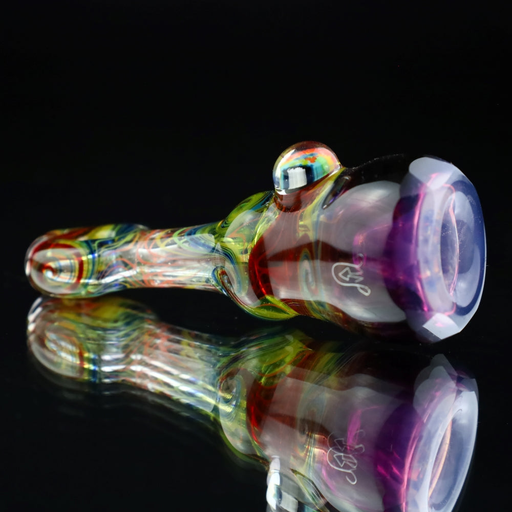 Cowboy Glass UV Purple/Rainbow Faceted Chillum