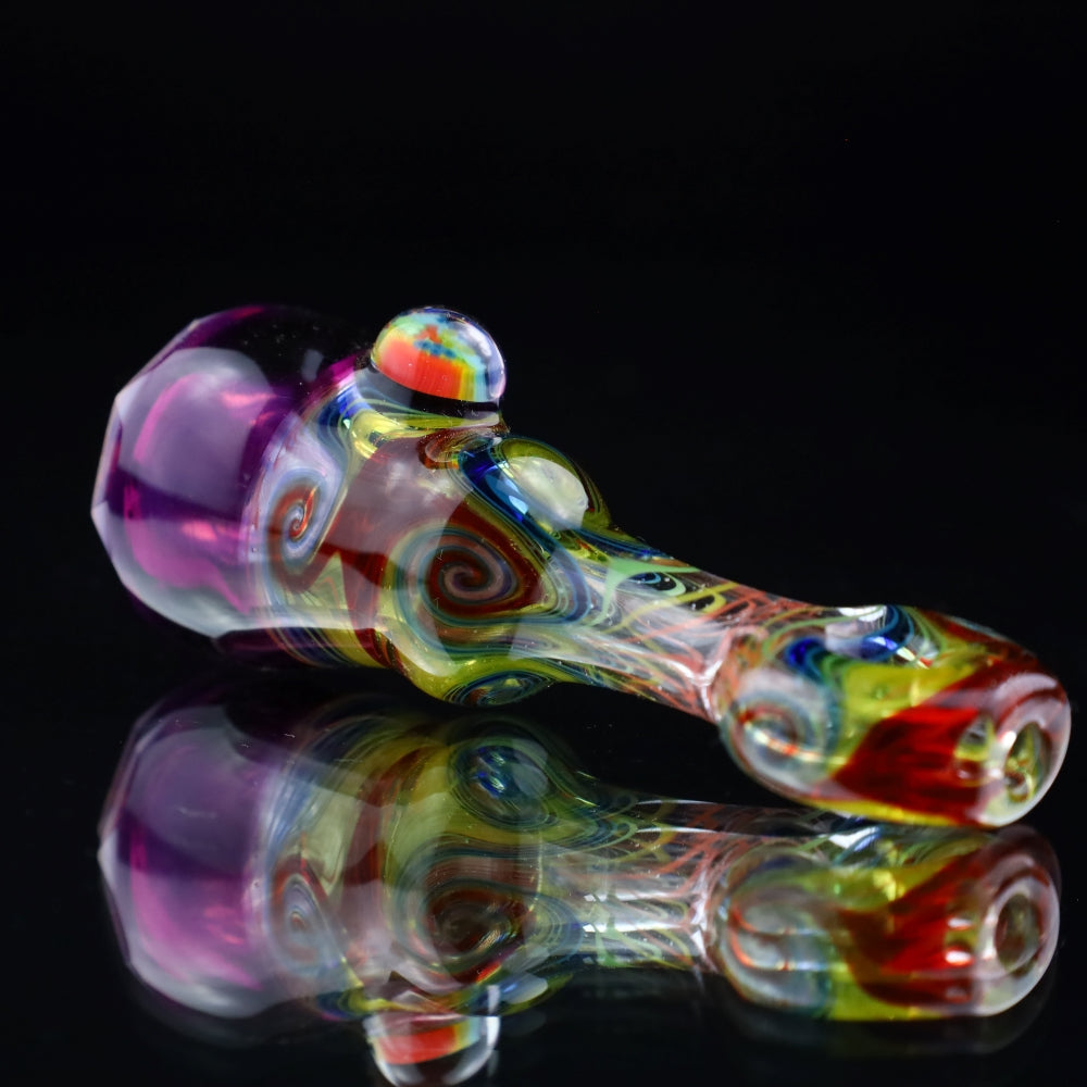 Cowboy Glass UV Purple/Rainbow Faceted Chillum