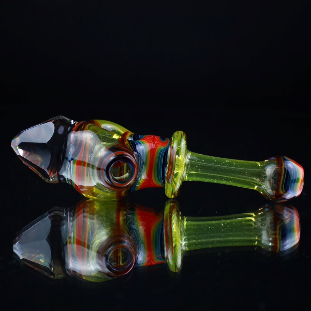 Cowboy Glass UV Yellow/Rainbow Faceted Spoon