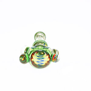 Cowboy Glass Worked Green & Rainbow Marbled Deluxe Spoon