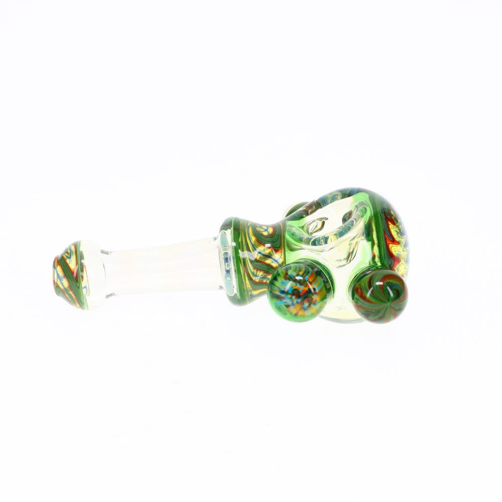 Cowboy Glass Worked Green & Rainbow Marbled Deluxe Spoon