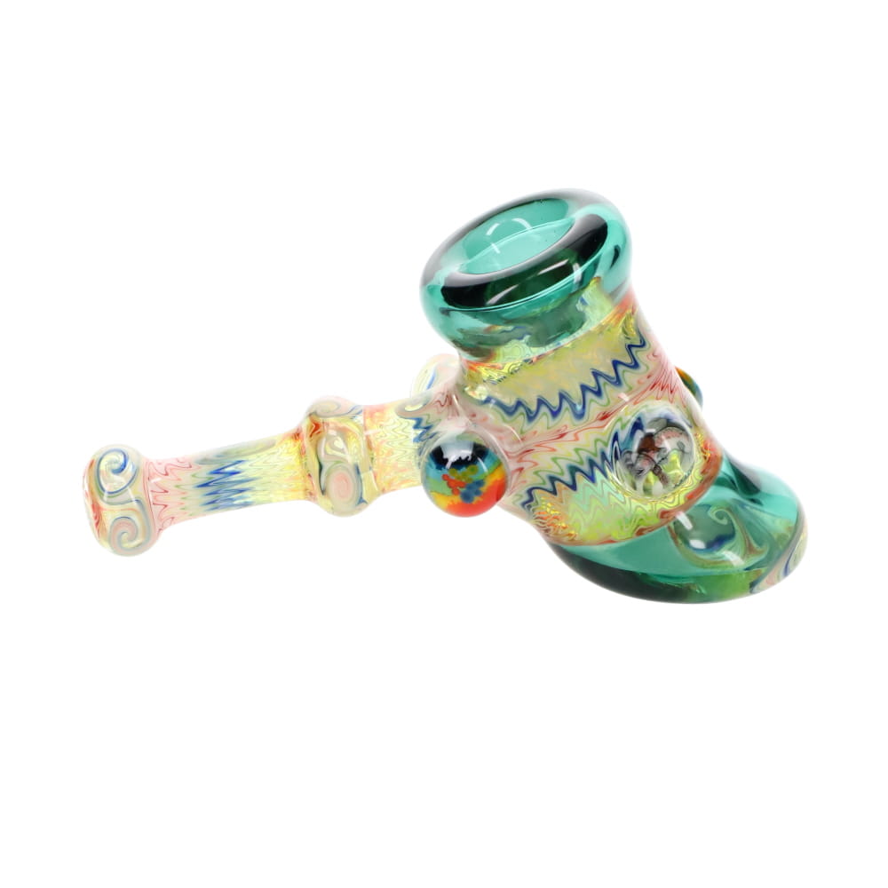 Cowboy Glass White & Rainbow Wig Wag Hammer Spoon