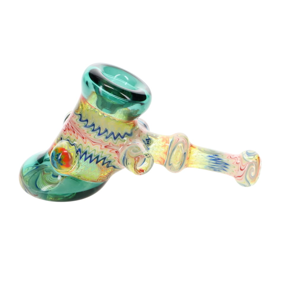 Cowboy Glass White & Rainbow Wig Wag Hammer Spoon