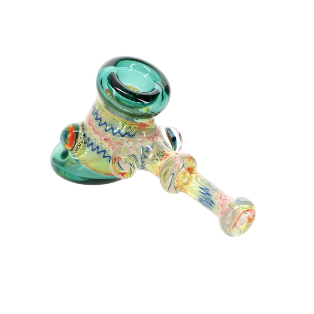 Cowboy Glass White & Rainbow Wig Wag Hammer Spoon