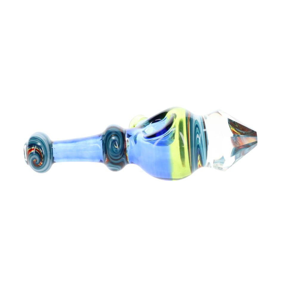 Cowboy Glass Blue Rainbow & Green Faceted Spoon