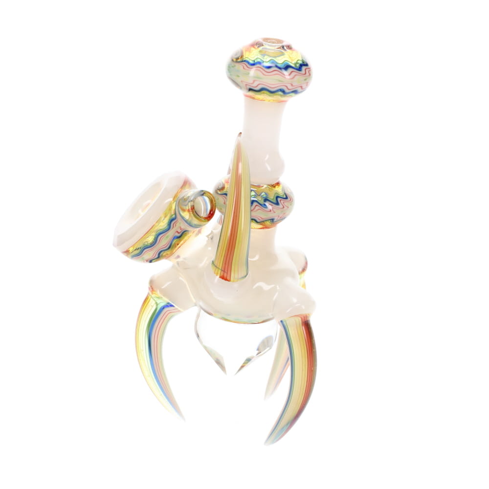 Cowboy Glass UV White & Rainbow Wig Wag Faceted Claw Spoon