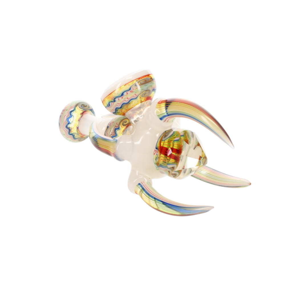 Cowboy Glass UV White & Rainbow Wig Wag Faceted Claw Spoon