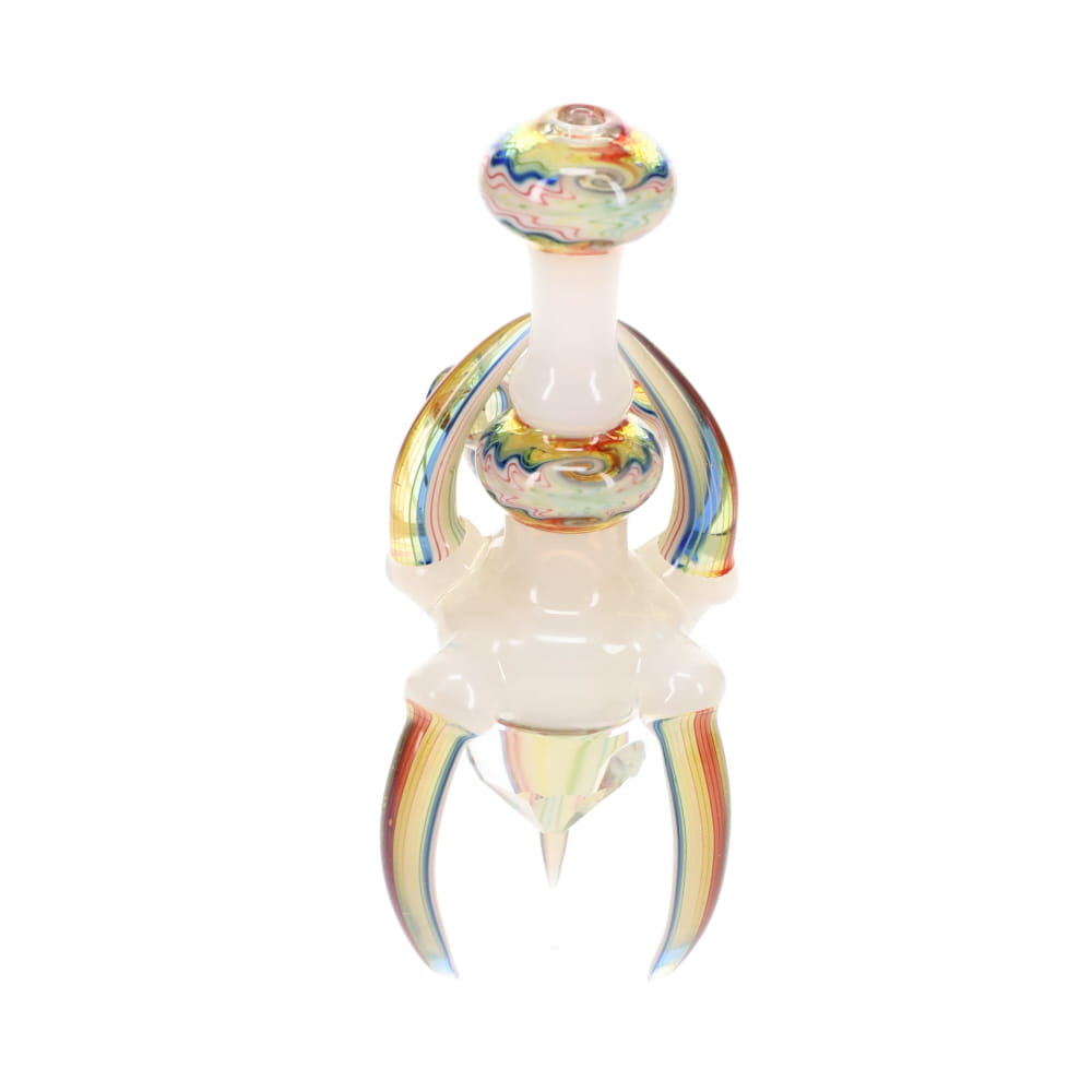 Cowboy Glass UV White & Rainbow Wig Wag Faceted Claw Spoon