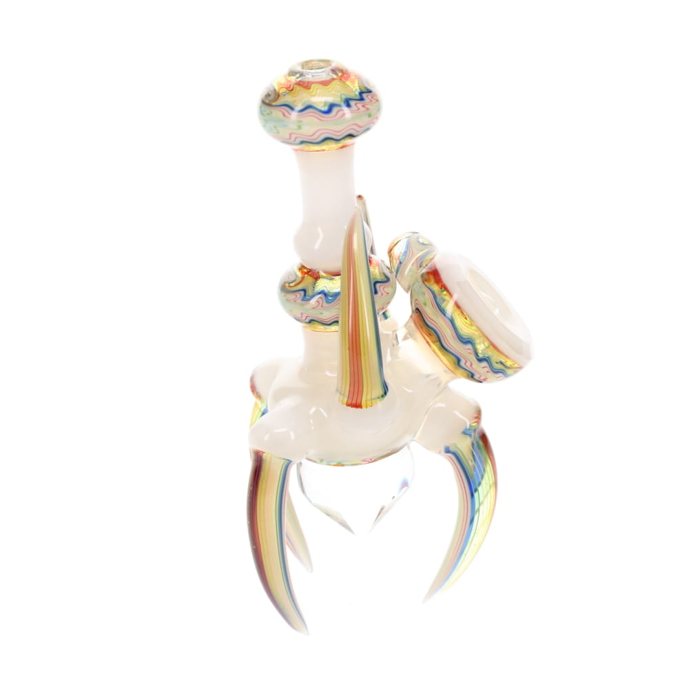 Cowboy Glass UV White & Rainbow Wig Wag Faceted Claw Spoon