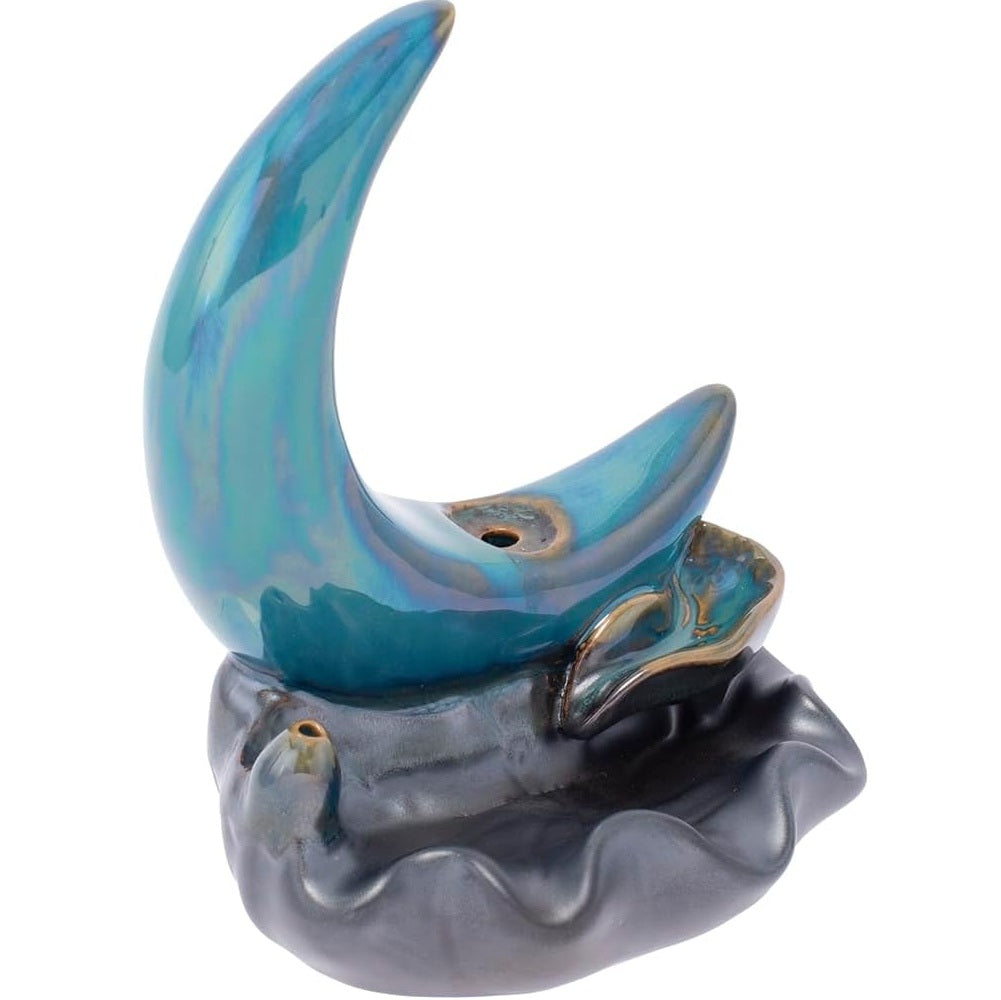 Crescent Moon Ceramic Backflow & Stick Incense Burner
