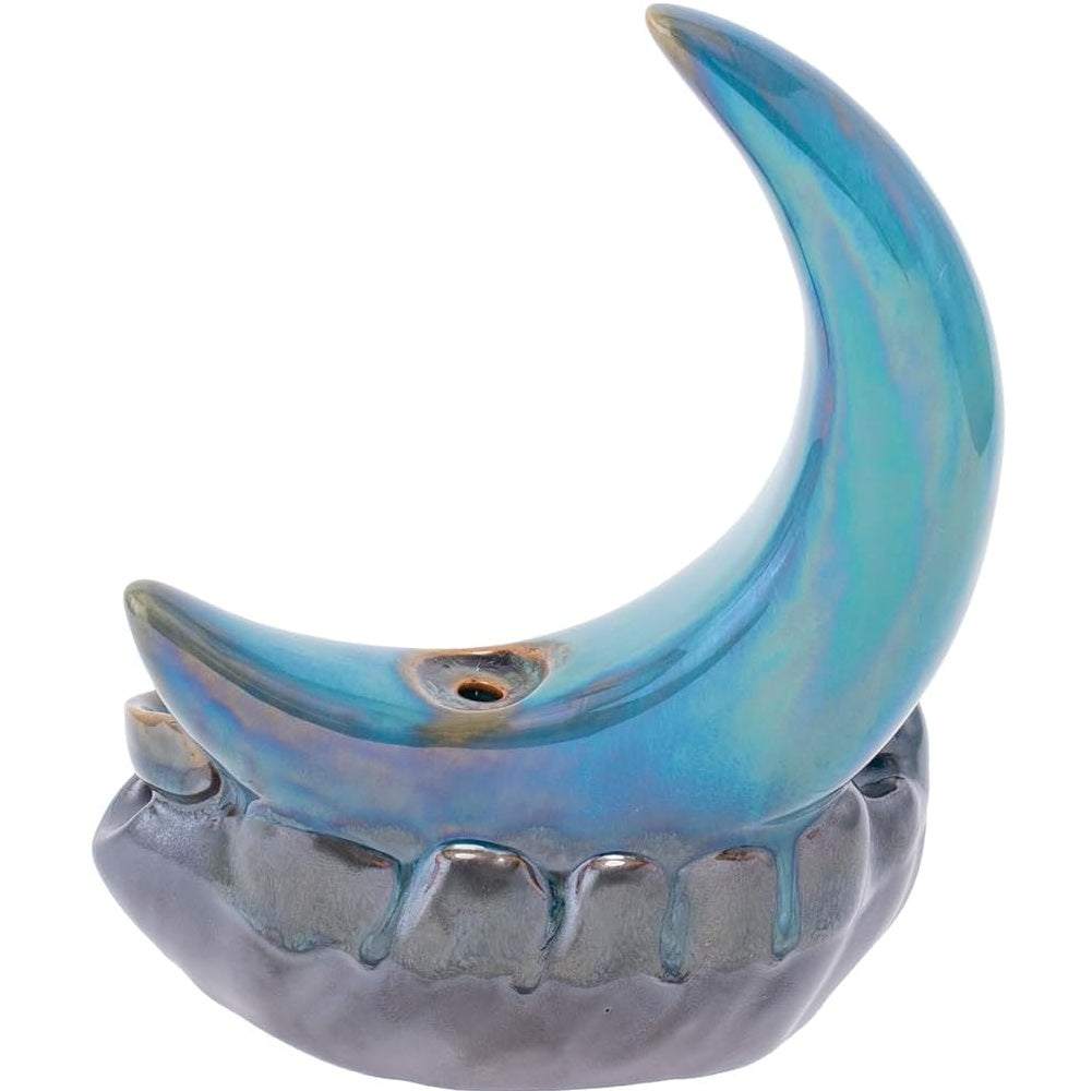 Crescent Moon Ceramic Backflow & Stick Incense Burner