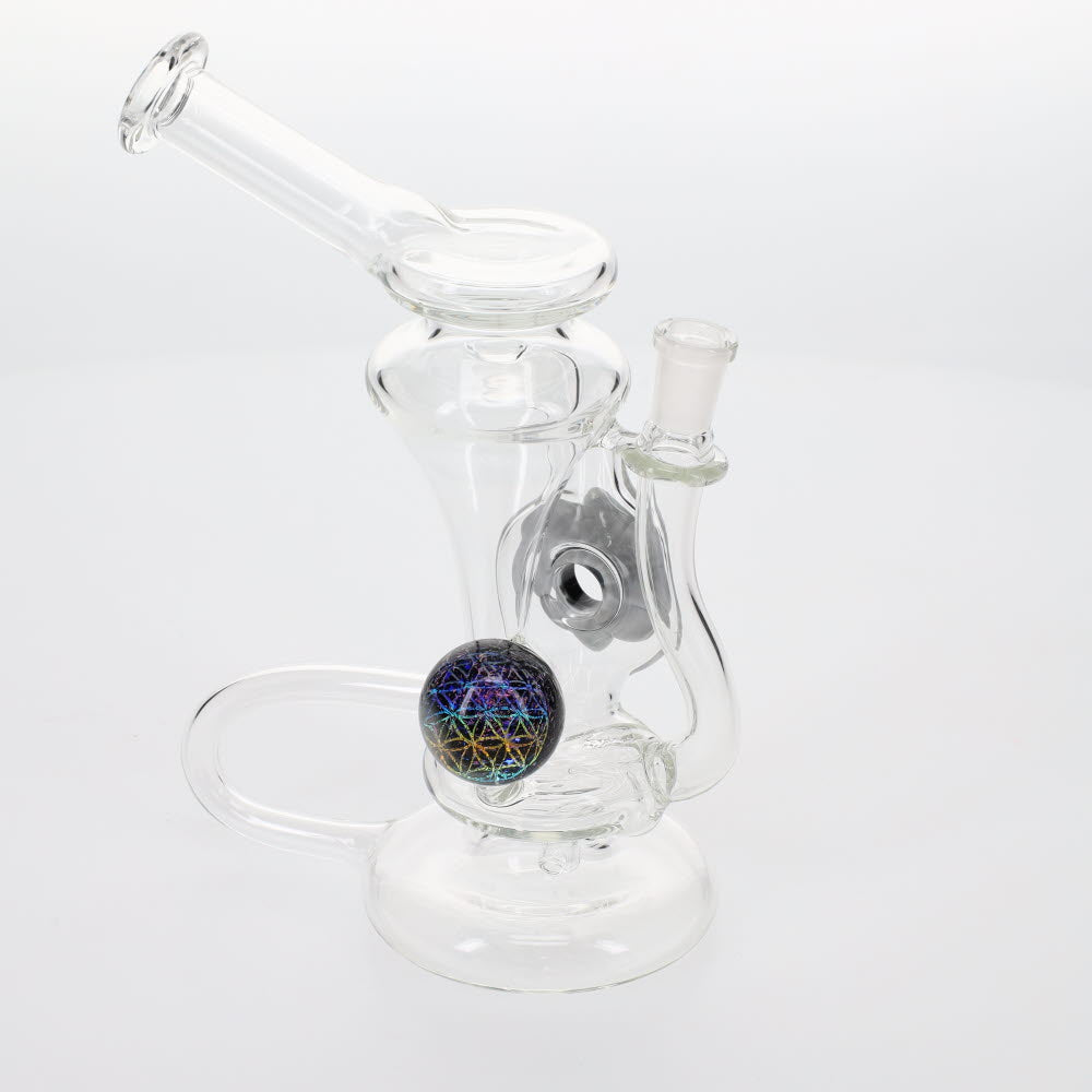 Dekal Glass Recycler with Dot Stack Donut and Dichro Marble SALE