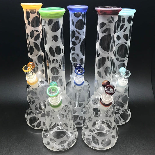 Oddball Glass Sandblasted Flower 38mm Tube with Color Accents SALE