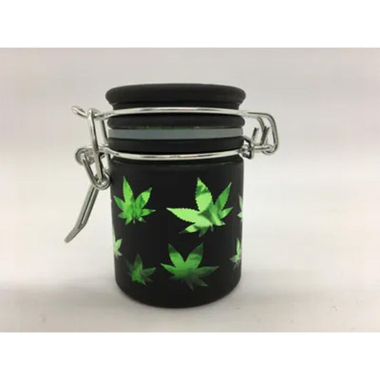 Black and Green Frosted Leaves Jar - 1.5oz