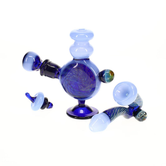 Gladstone Glass X Bryanite Worked Bubbler Set