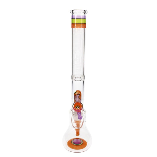 Governmint Glass Purple, Orange & Green Linework Dome Perc Bell Bottom Water Pipe