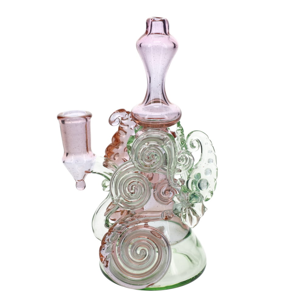 HAHA Glass UV/CFL Green & Paisley Punch Bubbler