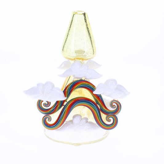 HAHA Glass Yellow with Double Rainbow & UV Clouds Bubbler SALE