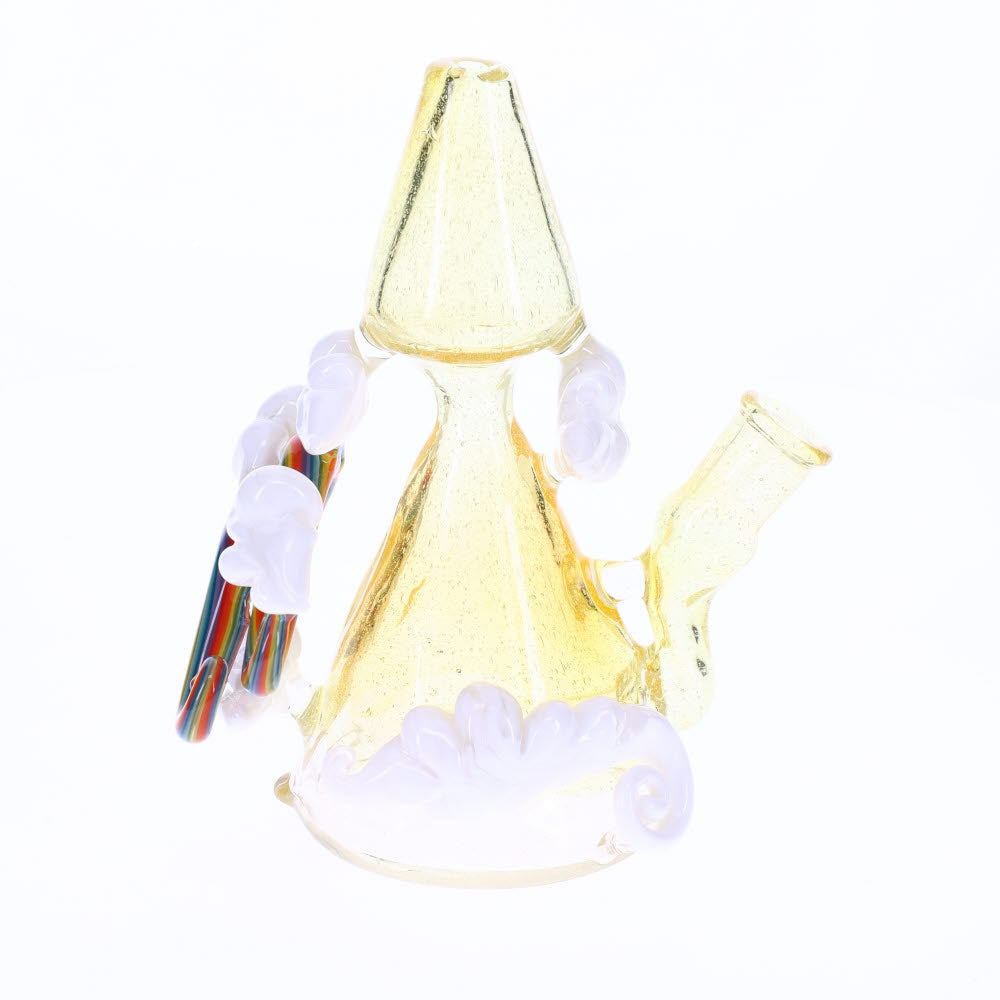 HAHA Glass Yellow with Double Rainbow & UV Clouds Bubbler SALE