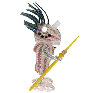 Hardman Art Glass White Rainbow Wig Wag Chameleon Warrior Bot