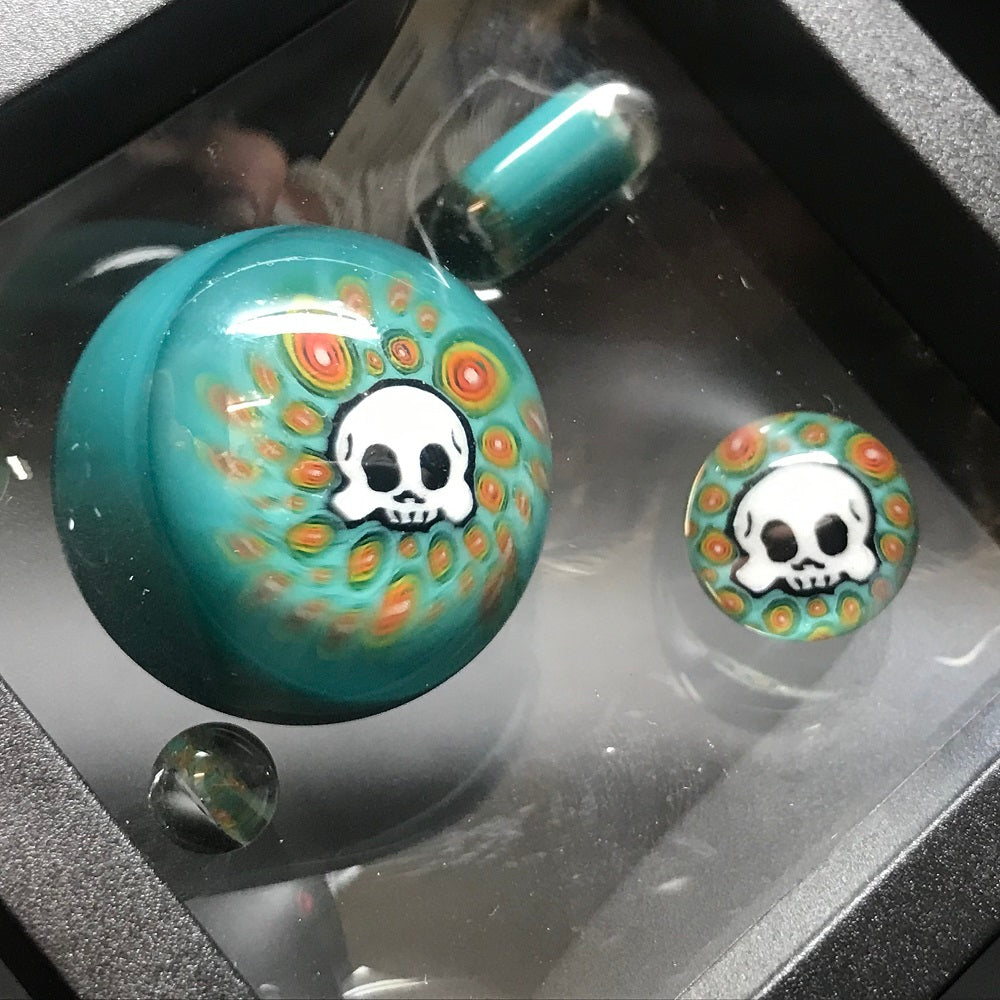 Hendy Glass Skull Slurper Combo Set - Teal Trippy Skull