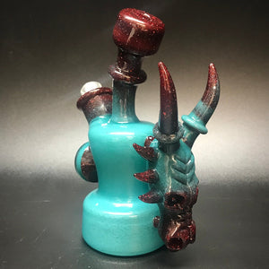 Hicdogg Glass Slain Dragon Teal Blizzard Bubbler