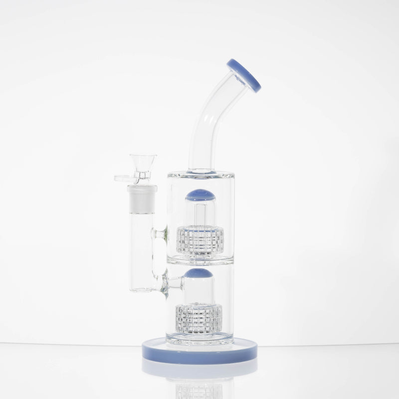 Clear Color Rim Double Perc Bubbler