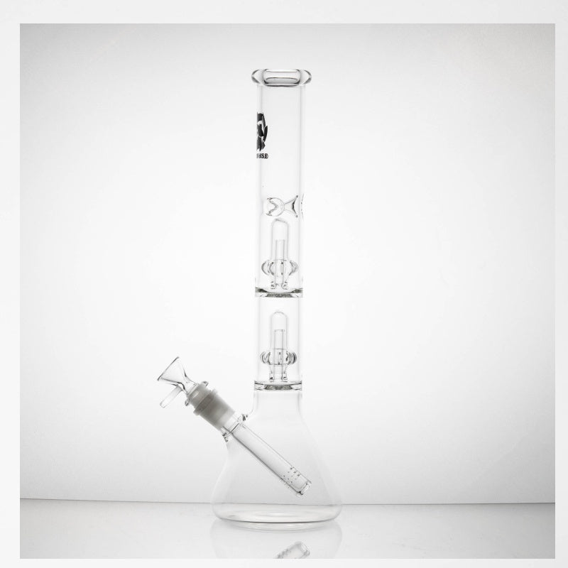 12-15" Double Showerhead Perc Clear Beaker