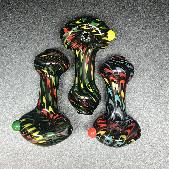 Hotmess Glass Black & White Rainbow Rake Pipe