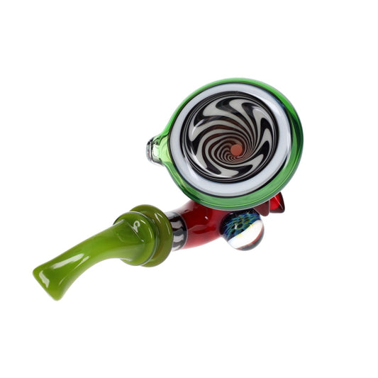 JMass Glass Red Swirl Green Mouth Sherlock