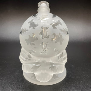 Katherman Glass Sandblasted Skull All Over Dancing Bears & Bolt Print Bubbler with Blasted Maria Neck