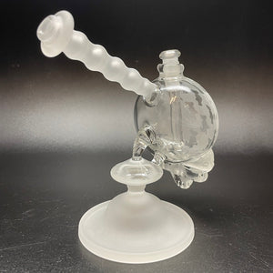 Katherman Glass Sandblasted Skull Dancing Bears Bubbler