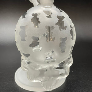 Katherman Glass Sandblasted Skull Dancing Bears Bubbler