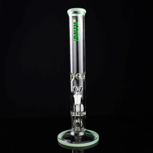 King Volcano 44mm Ice Pinch Straight Tube with Woven Perc and Color Wraps 15"