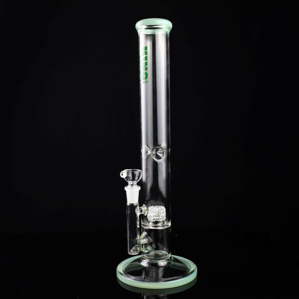 King Volcano 44mm Ice Pinch Straight Tube with Woven Perc and Color Wraps 15"