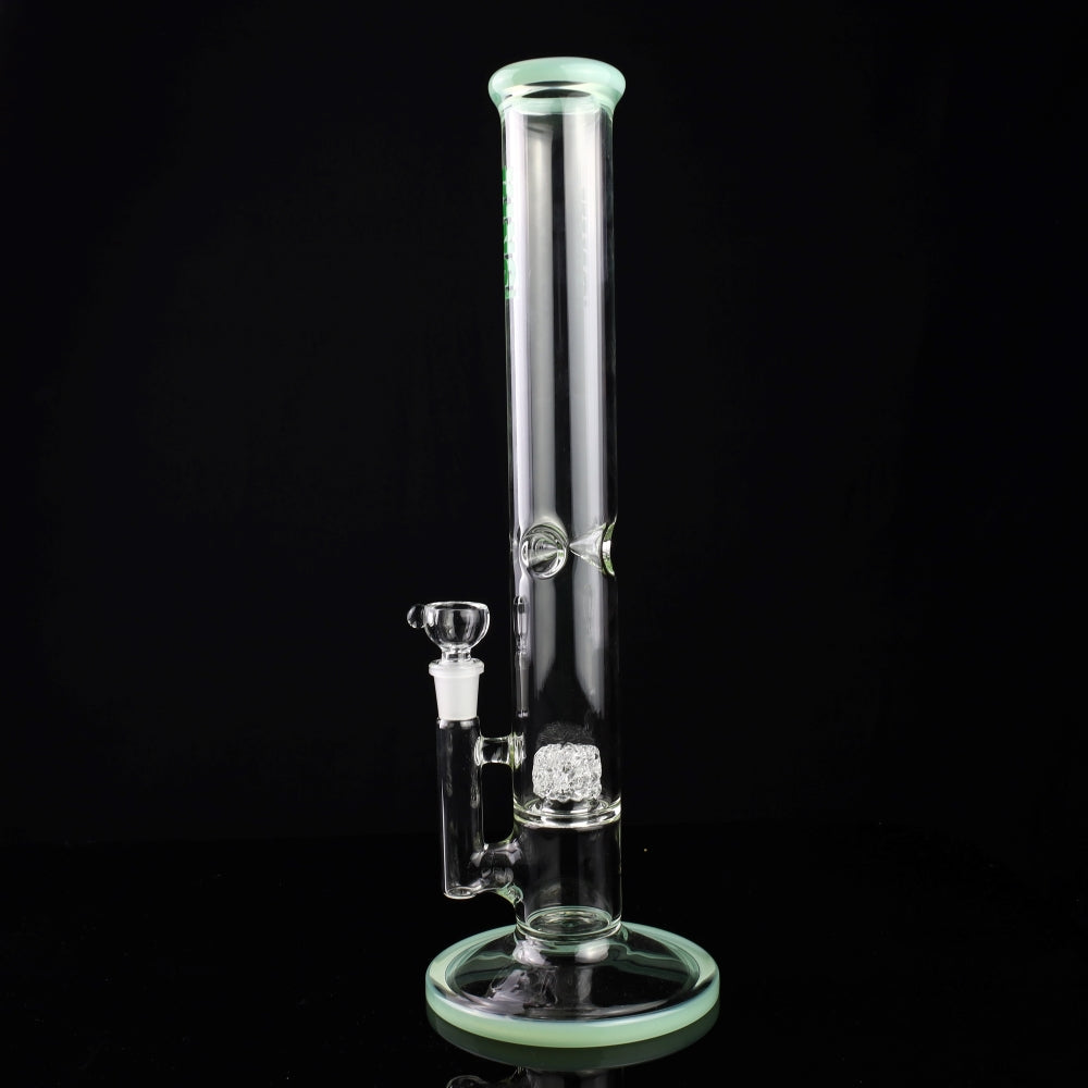 King Volcano 44mm Ice Pinch Straight Tube with Woven Perc and Color Wraps 15"