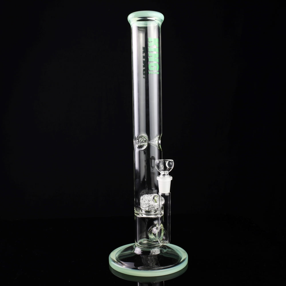 King Volcano 44mm Ice Pinch Straight Tube with Woven Perc and Color Wraps 15"