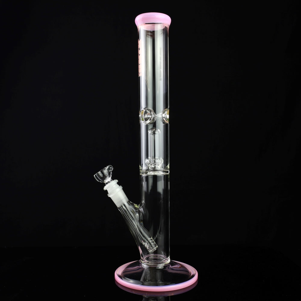 King Volcano 44mm Showerhead Perc Ice Pinch Straight Tube with Color Wraps 15"