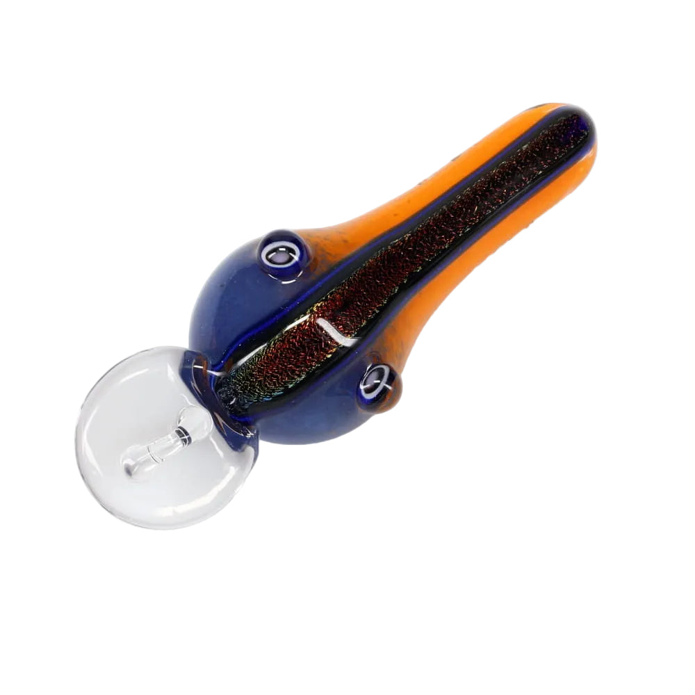 Matty White Glass Frit with Dichro Stripe Fishing Lure Spoon