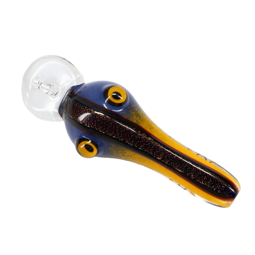 Matty White Glass Frit with Dichro Stripe Fishing Lure Spoon