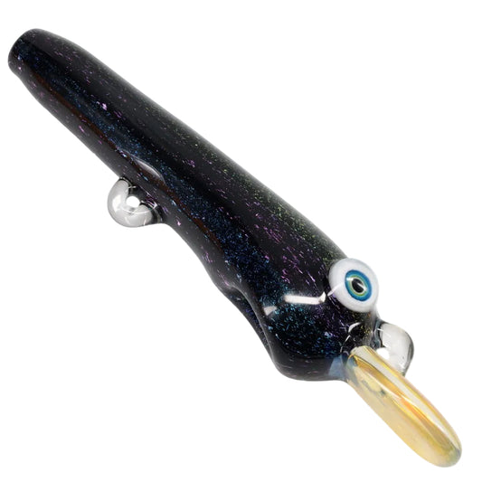 Matty White Glass Large Linework Fishing Lure Spoon - Dichro