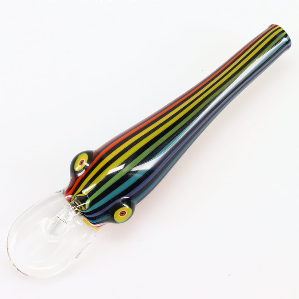 Matty White Glass Large Linework Fishing Lure Spoon - Rainbow
