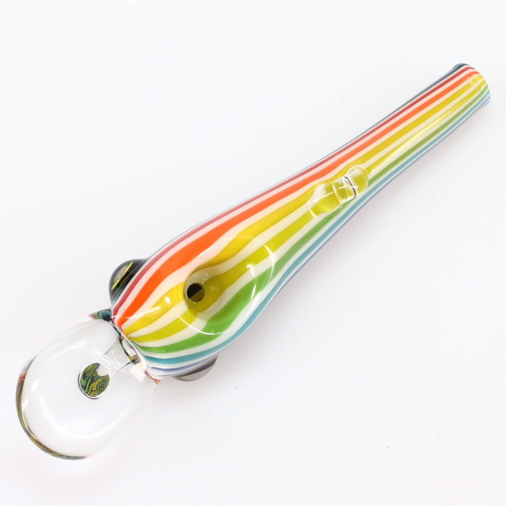 Matty White Glass Large Linework Fishing Lure Spoon - Rainbow