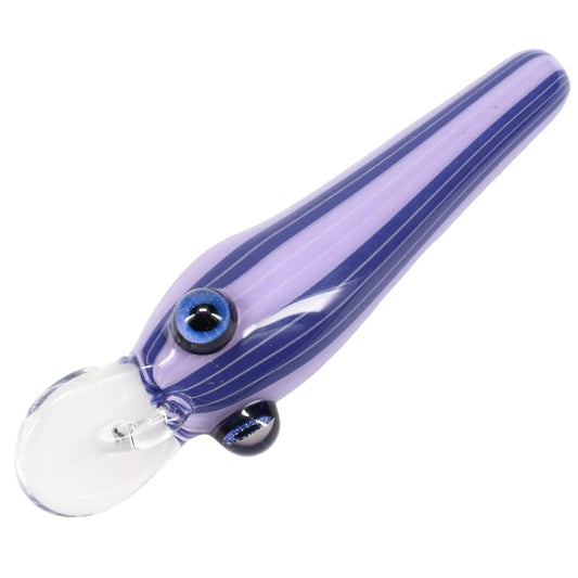 Matty White Glass Large Linework Fishing Lure Spoon - Purple