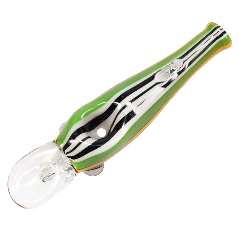 Matty White Glass Linework Fishing Lure Spoon - Rasta